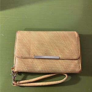 Elegant Tan Woven Clutch